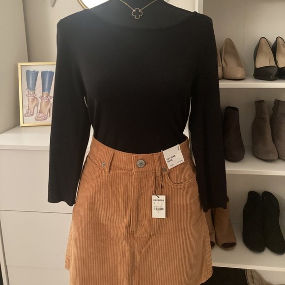 Express High Waisted Corduroy Skirt - Picture 2 of 4